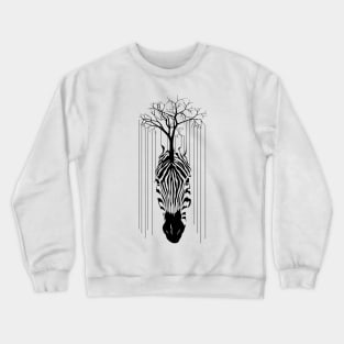 Animal Zebra Line Of tree Black and White Crewneck Sweatshirt